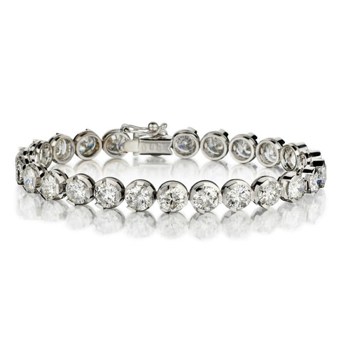 13.75 Carat Total Weight Round Brilliant Cut Diamond Tennis Bracelet