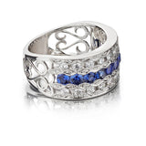 Sapphire And Round Brilliant Cut Diamond White Gold Band