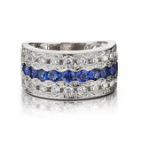 Sapphire And Round Brilliant Cut Diamond White Gold Band