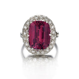 5.50 Carat Pink Tourmaline & Halo Diamond Cocktail Platinum Ring