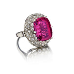 5.50 Carat Pink Tourmaline & Halo Diamond Cocktail Platinum Ring