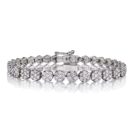 2.70 Carat Total Weight Round Brilliant Cut Diamond Cluster Bracelet