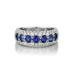 18KT White Gold Blue Sapphire And Diamond Band