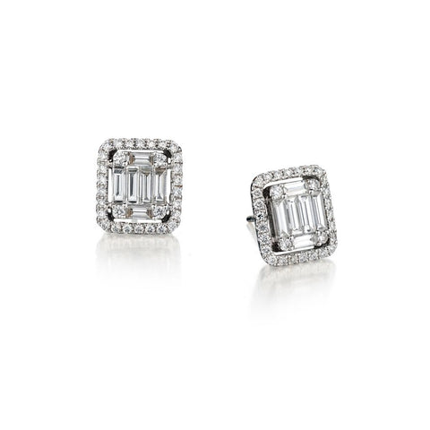 Ladies 18kt White Gold Diamond Stud Earings. 1.70ct Tw.