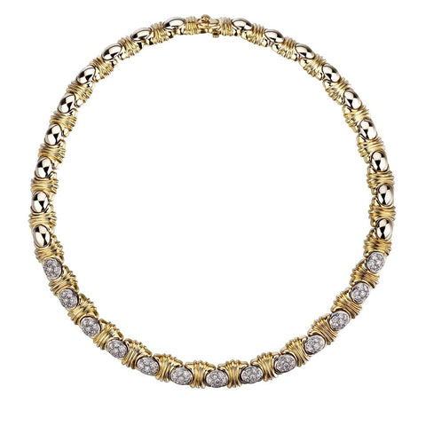 18KT White And Yellow Gold Pave-Set Diamond Choker Necklace