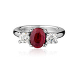 1.40 Carat Oval-Cut Ruby And Brilliant Cut Diamond Trinity Ring