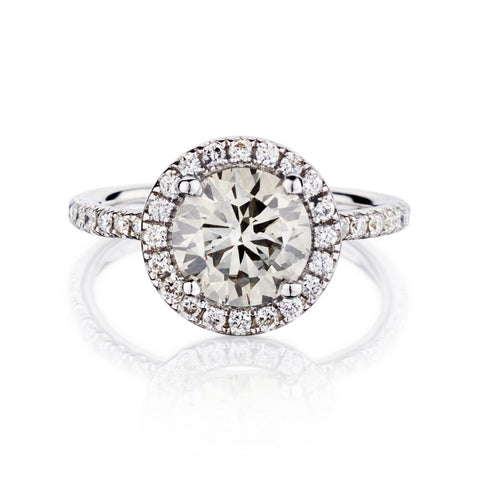 1.90 Carat Round Brilliant Cut Diamond Halo-Set White Gold Ring