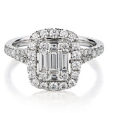 1.10ct  Baguette And Round Brilliant Cut Diamond Illusion Ring