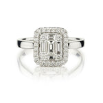 0.70CTW Baguette And Round Brilliant Cut Diamond Illusion ring