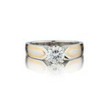 0.76 Carat Round Brilliant Cut Diamond Plat & Gold Custom Ring