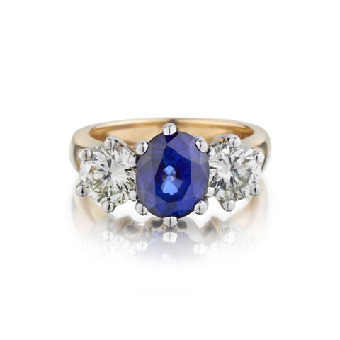 3.00 Carat Oval-Cut Sapphire And Diamond Custom-Made Ring