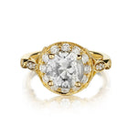 2.35 Carat Old-European Cut Diamond Halo Gold Ring