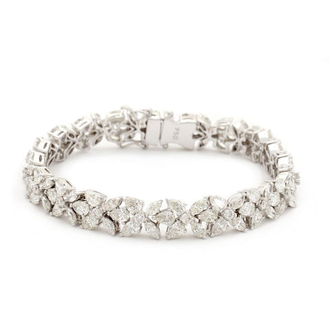 18kt White Gold Round, Marquise & Pear-Shaped Diamond Bracelet.21ct TW