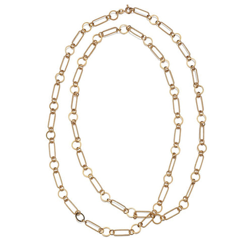 18KT Yellow Gold Unique Link Textured Necklace