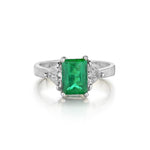 1.54 Carat Green Emerald And Diamond White Gold Ring