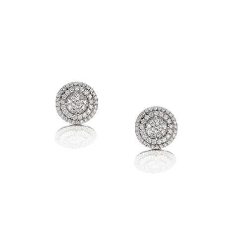 2.00 Carat Total Weight Halo-Set Round Brilliant Cut Diamond Stud Earrings