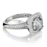 2.60 Carat Round Brilliant Cut Diamond Halo-Set White Gold Engagement Ring