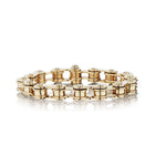 14KT Unisex Yellow Gold And White Gold Heavy Bicycle Chain Bracelet.