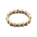 14KT Unisex Yellow Gold And White Gold Heavy Bicycle Chain Bracelet.