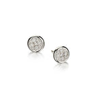 0.95 Carat Total Round Brilliiant Cut Diamond Cluster Studs