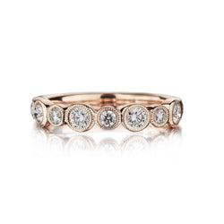 0.67 Carat Total Weight Round Brilliant Cut Diamond Rose Gold Thin Band