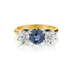 18KT Yellow Gold Vintage Sapphire And Diamond Ring