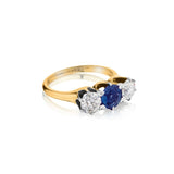 18KT Yellow Gold Vintage Sapphire And Diamond Ring