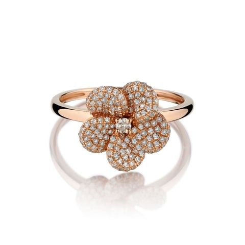 0.50 Carat Total Weight Round Brilliant Cut Diamond Flower Ring