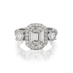 2.02 Carat Emerald Cut Diamond Halo-Set White Gold Engagement Ring