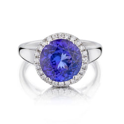 5.00 Carat Tanzanite And Diamond Halo-Set Ring