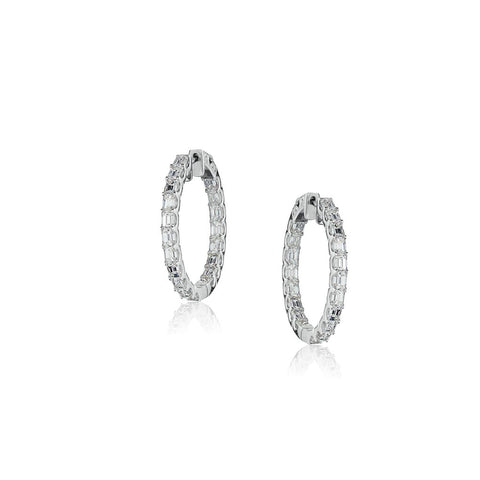 6.25 Carat Emerald Cut Diamond Inside And Out Hoop Earrings