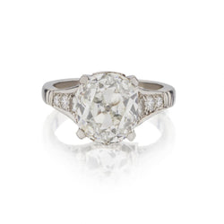 3.15 Carat Old-Mine Cut Diamond Edwardian-Era Platinum Ring