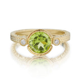 Peridot And Round Brilliant Cut Diamond Gold Dress Ring