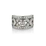 1.08 Carat Total Round Brilliant Cut Diamond Flower Wide Band