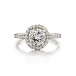 1.55 Carat Round Brilliant Cut Diamond Halo-Set WG Ring