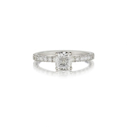 1.00 Carat GIA Cushion-Cut Diamond White Gold Engagement Ring