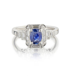 1.26 Carat Oval Ceylon Sapphire And Diamond WG Ring