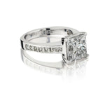 3.07 Carat Princess Cut Diamond WG Engagement Ring