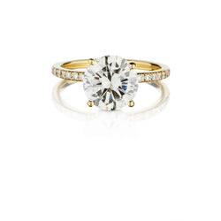 2.46 Carat Round Brilliant Cut Diamond Yellow Gold Engagement Ring