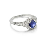 Mid-Century Sapphire And Diamond Platinum Ring