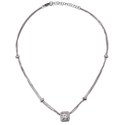 2.01 Carat Princess Cut Diamond Halo-Set Pendant WG Necklace