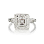 1.30 Carat Emerald Cut Diamond Halo-Set White Gold Ring