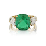 4.62 Carat Columbian Emerald And Heart-Shaped Diamond Ring