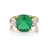 4.62 Carat Columbian Emerald And Heart-Shaped Diamond Ring