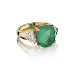 4.62 Carat Columbian Emerald And Heart-Shaped Diamond Ring