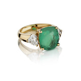 4.62 Carat Columbian Emerald And Heart-Shaped Diamond Ring