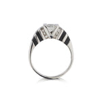 1.32 Carat Baguette Cut And Princess Cut Diamond Onyx Ring