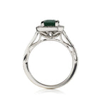 1.75 Carat Green Emerald Halo-Set Diamond White Gold Ring