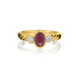 14KT Yellow Gold Bezel-Set Ruby And Diamond Ring