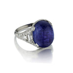 12.90 Carat Cabochon Tanzanite Art Deco Platinum Ring